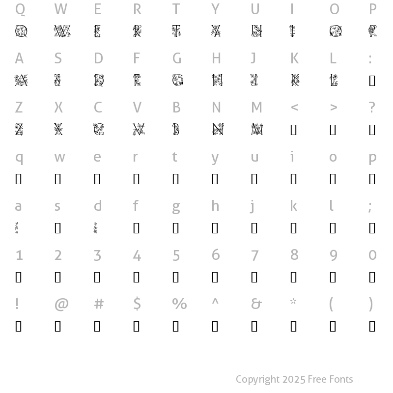 Character Map of FloraDecora Regular