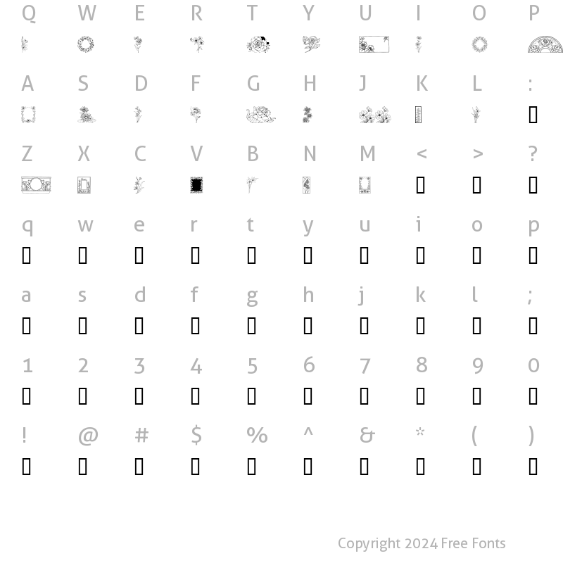 Character Map of Floral Design Regular