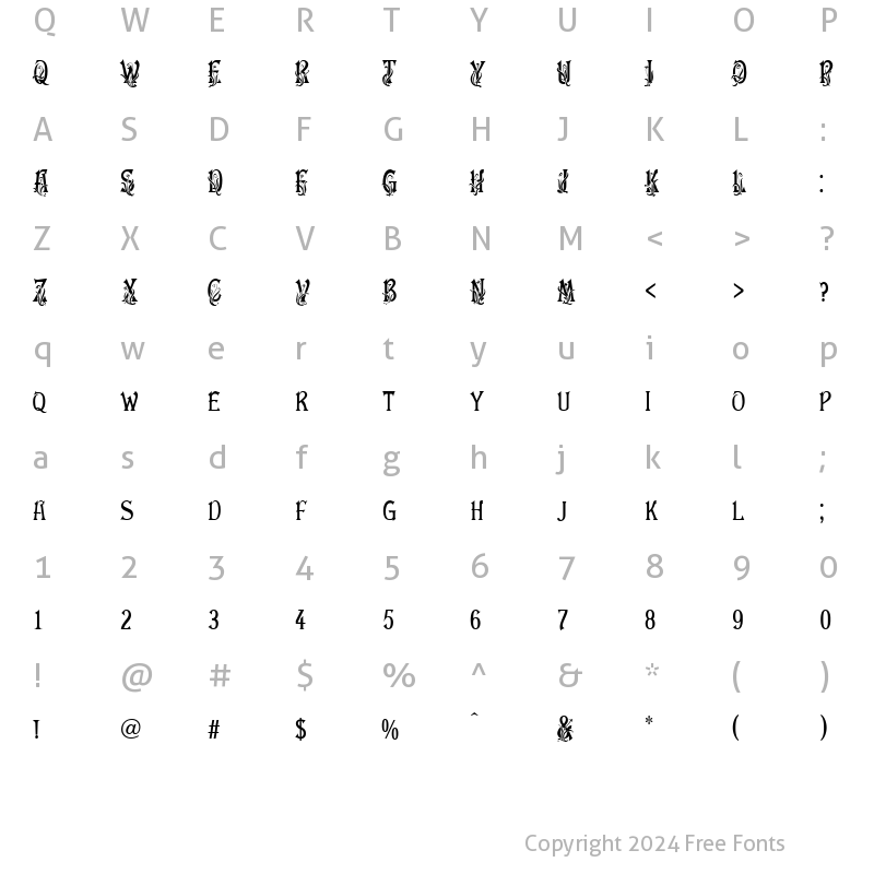 Character Map of Floral Latin Normal