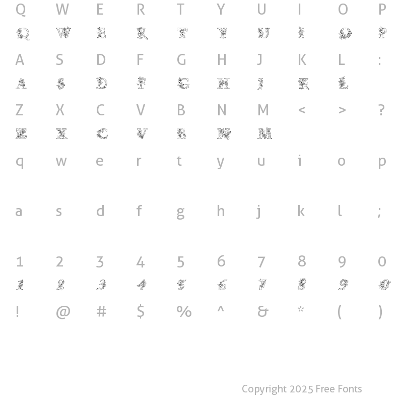 Character Map of FloralButterfly Letters Regular