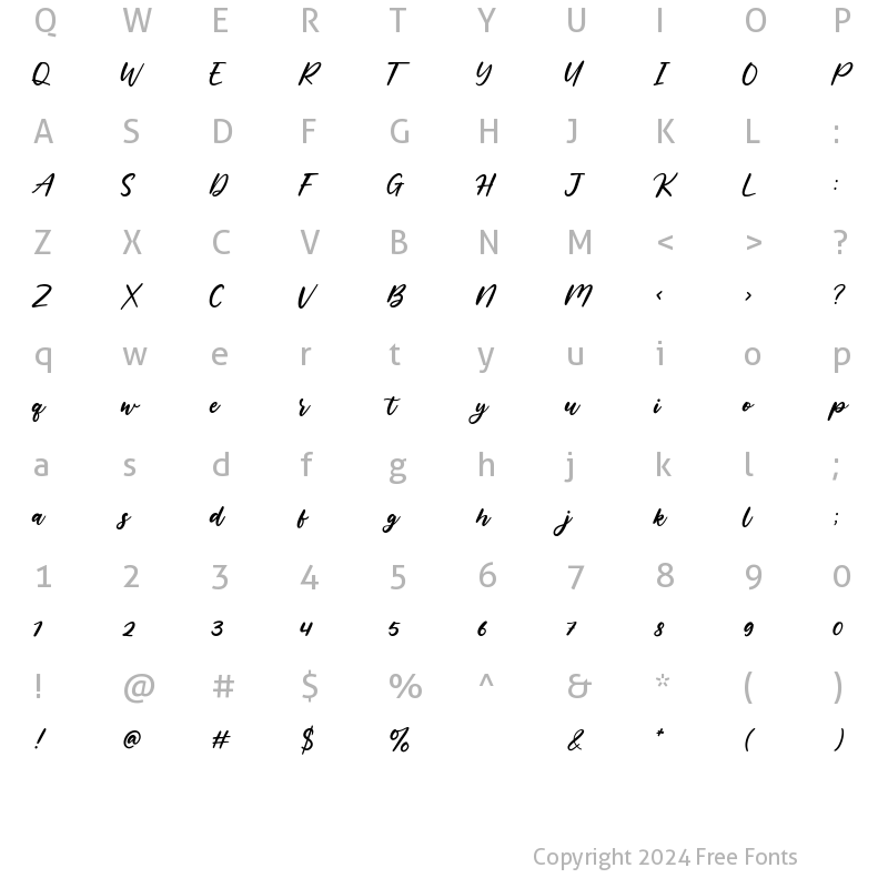 Character Map of Florania Regular