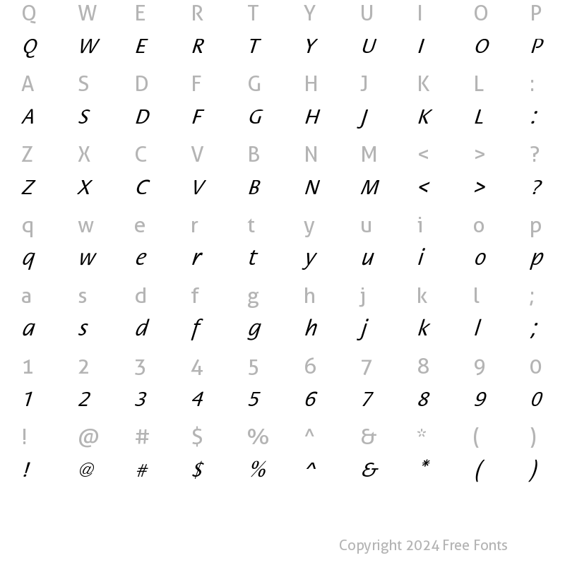 Character Map of FloraObl-Normal Regular