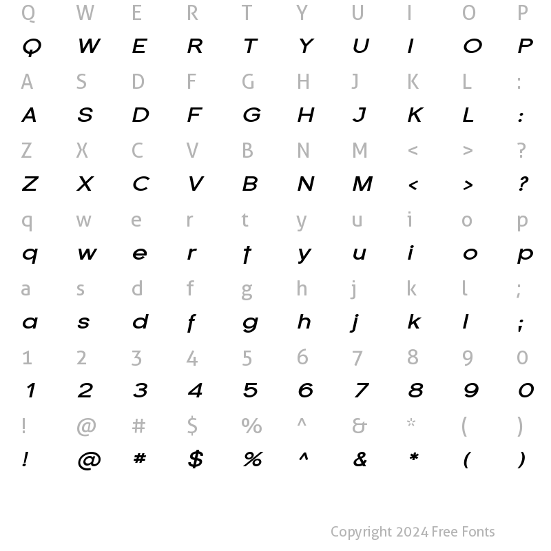 Character Map of Florencesans Exp Bold Italic