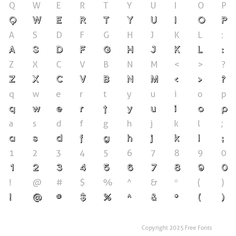 Character Map of Florencesans Shaded Regular