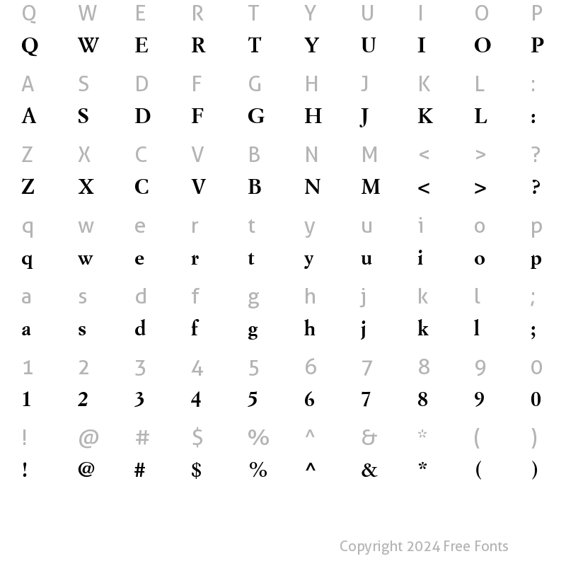 Character Map of Florentine Garamond SSi Bold