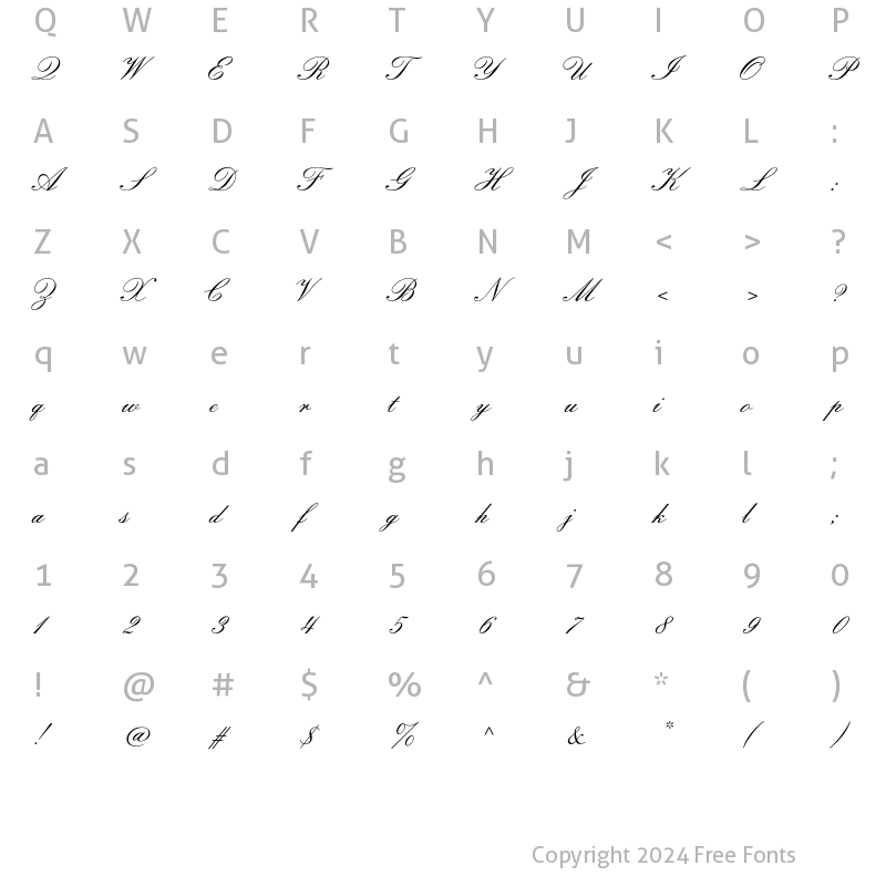 Character Map of Florentine ScriptII Std Regular