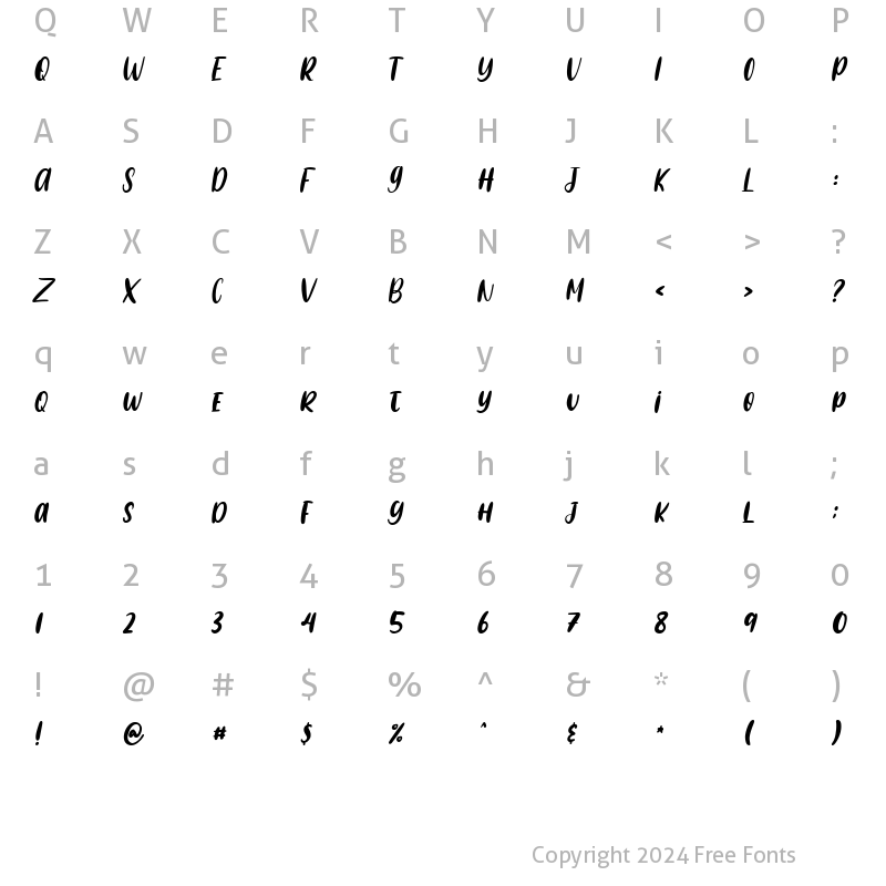 Character Map of Florest Regular