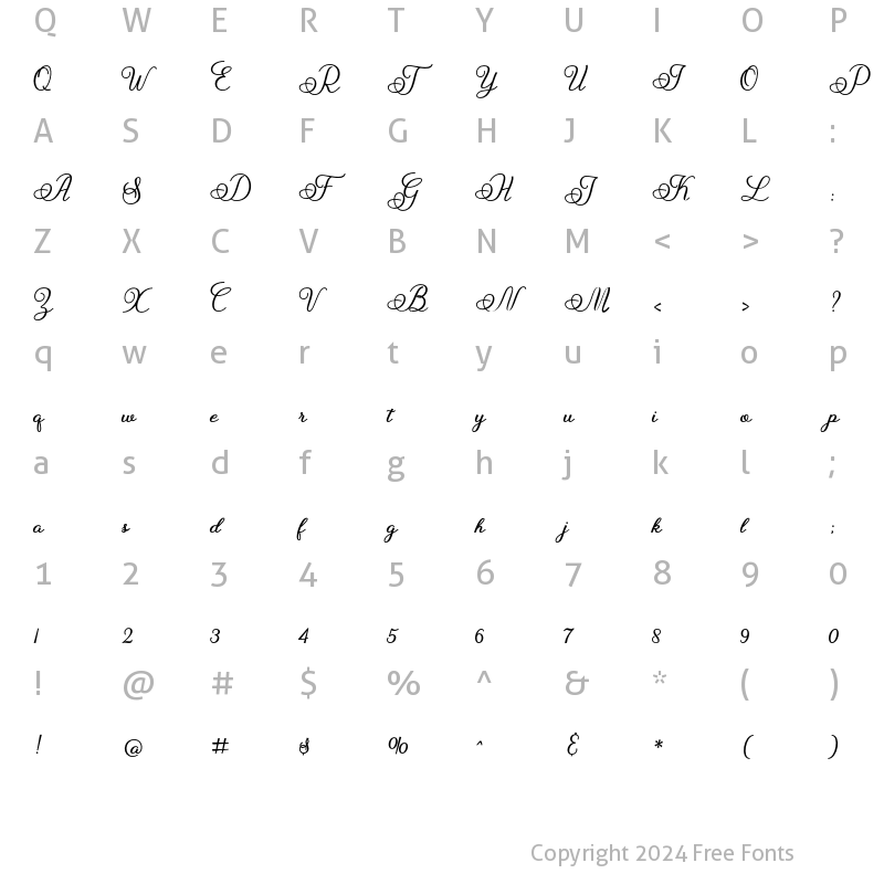 Character Map of Floresta Script Regular