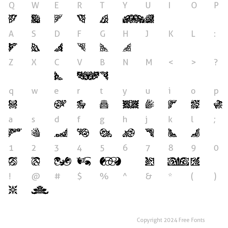 Character Map of Floriat Regular