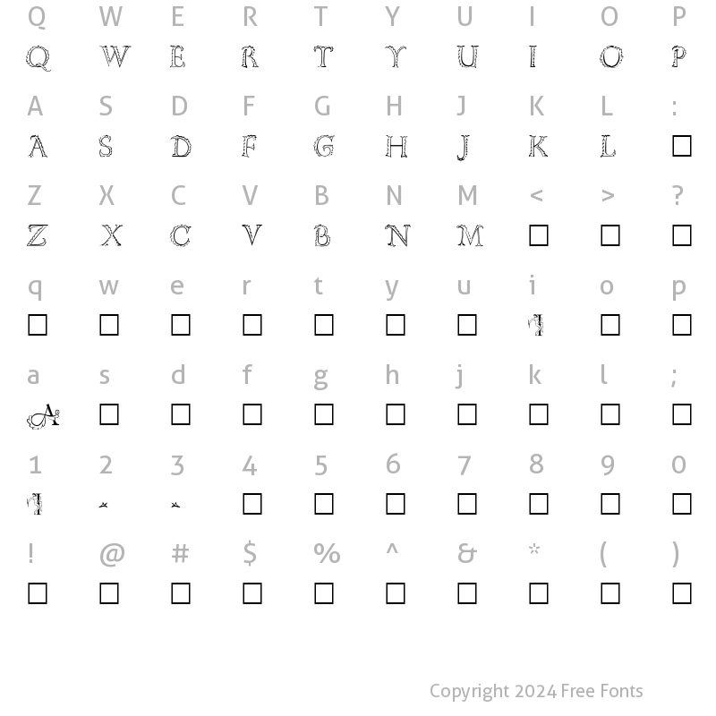 Character Map of Floriated Capitals Normal