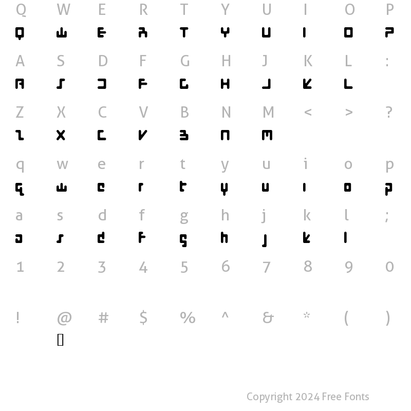 Character Map of Flotsam Stiff Upper Regular