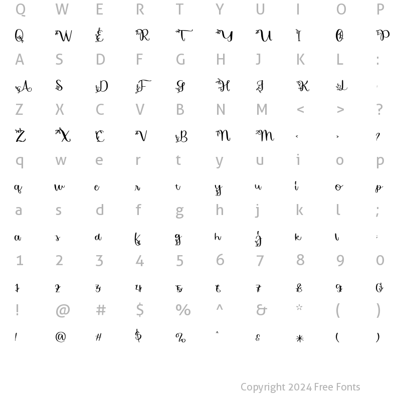 Character Map of Flourishy Regular