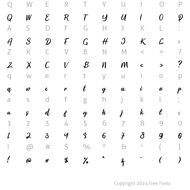 Character Map of Flourissha Italic