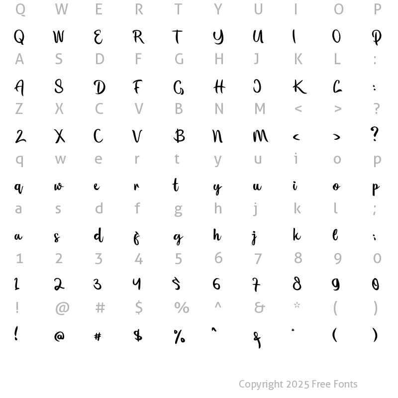 Character Map of Flourissha Regular