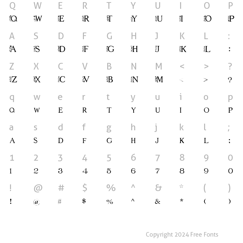 Character Map of FLOWER GARDEN Regular