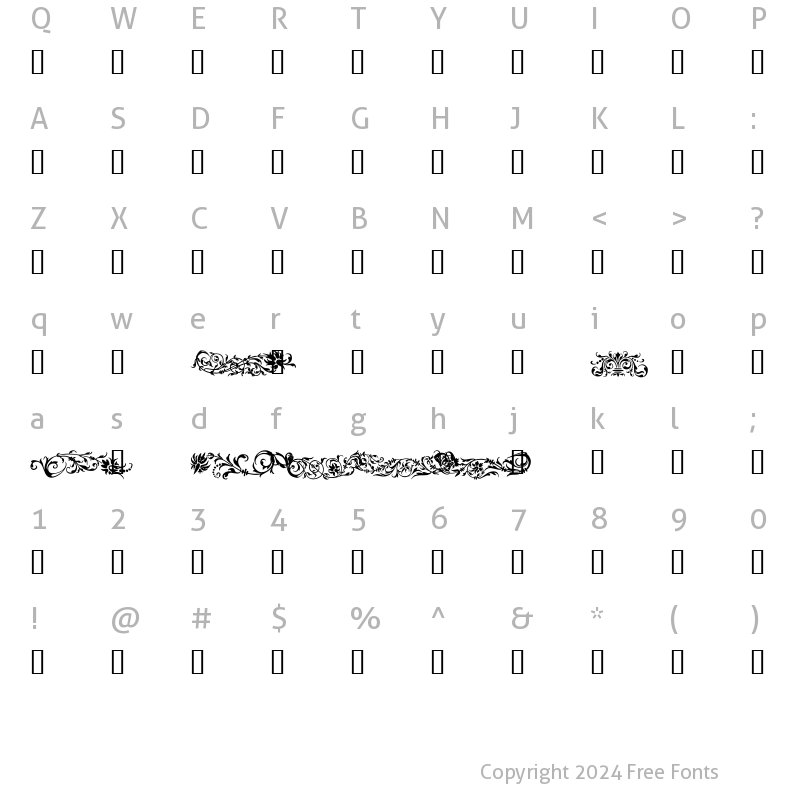 Character Map of Flower Ornaments Regular