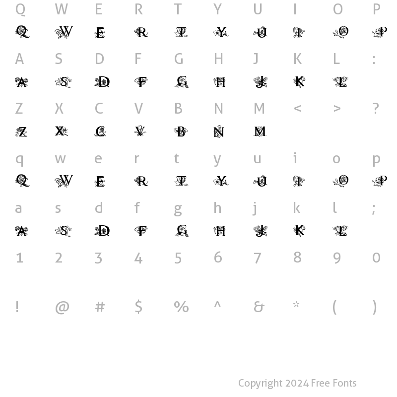 Character Map of Flowers Initials Regular