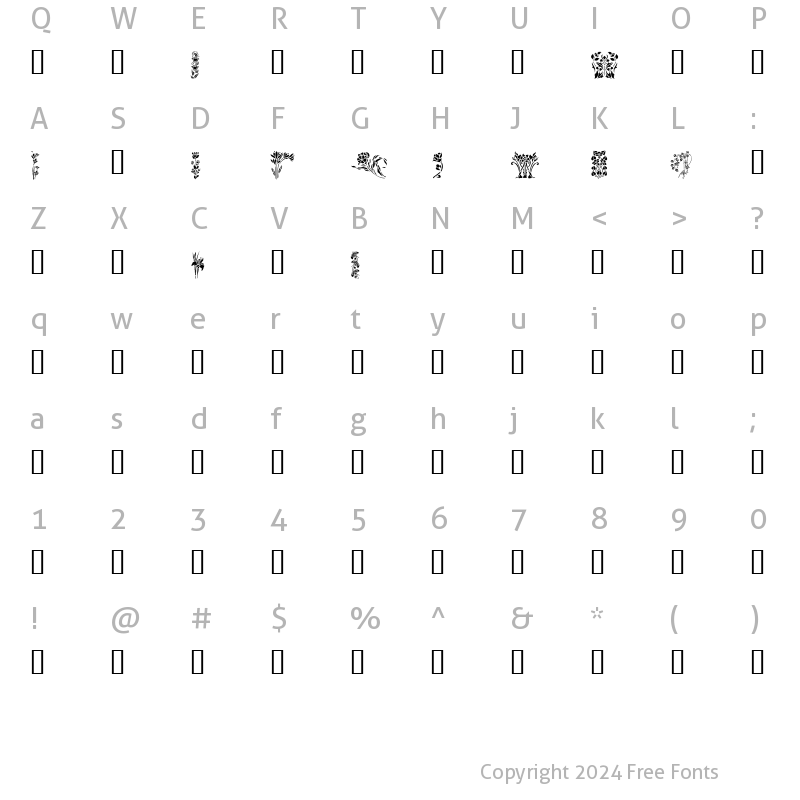 Character Map of Flowers1 Regular