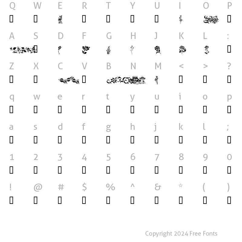 Character Map of Flowers2 Regular