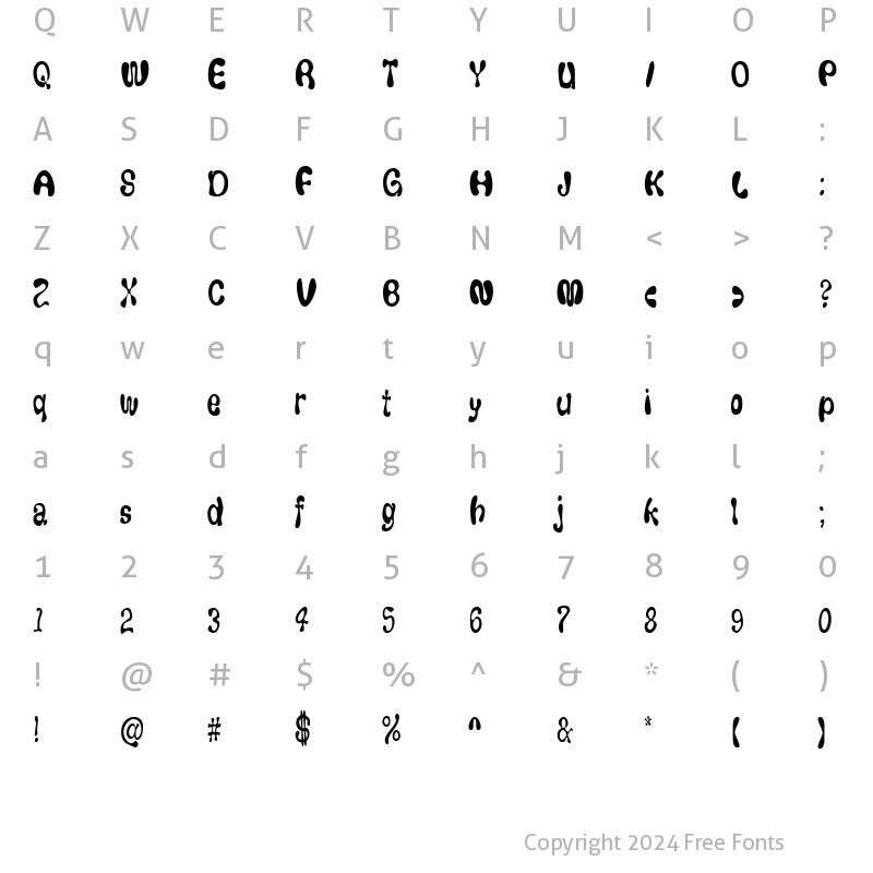 Character Map of FlufCondensed Regular