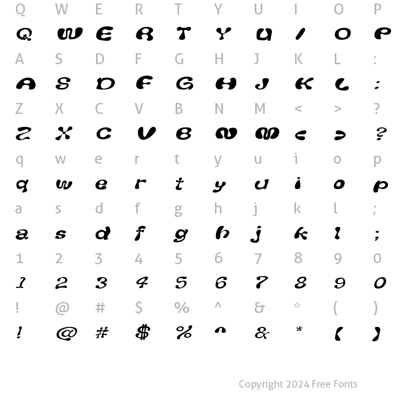 Character Map of FlufExtended Oblique