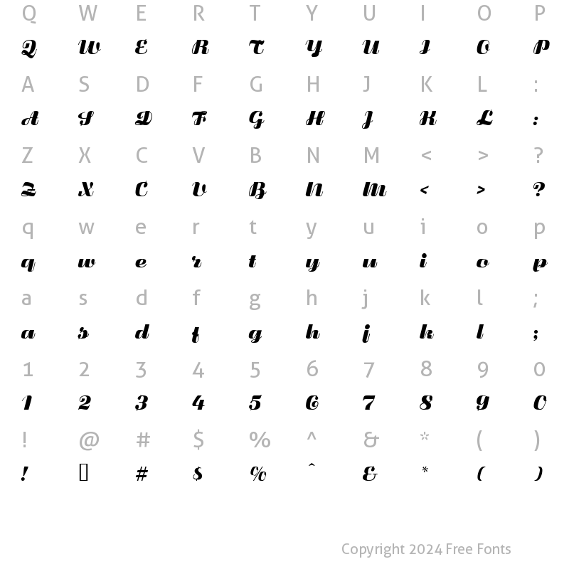 Character Map of Fluidum Bold Regular