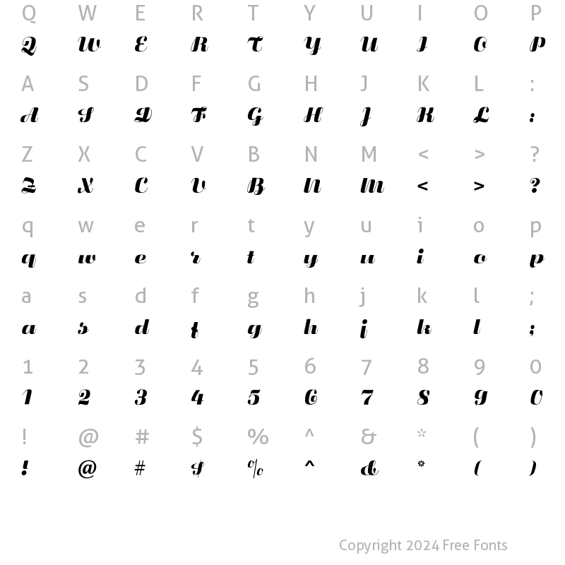 Character Map of Fluidum Bold Std Regular