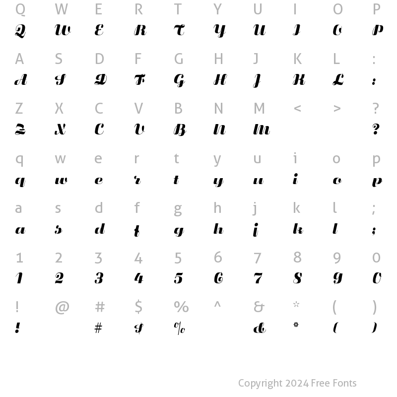 Character Map of Fluidum CG Bold Regular