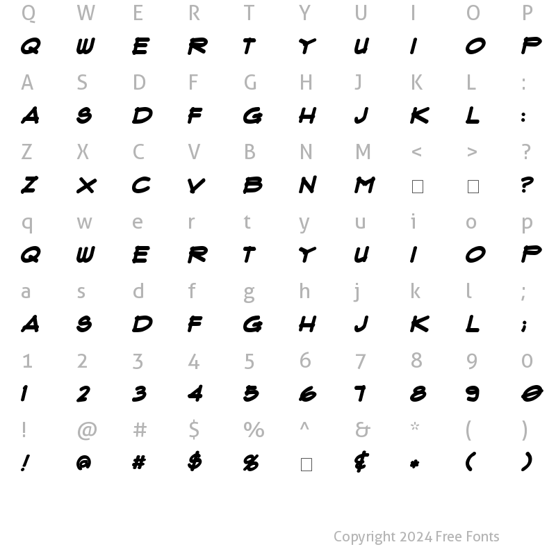 Character Map of Flux Architect Bold Italic