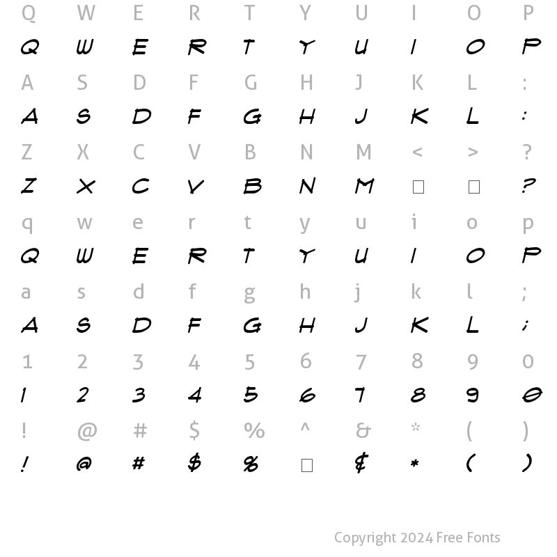 Character Map of Flux Architect Italic