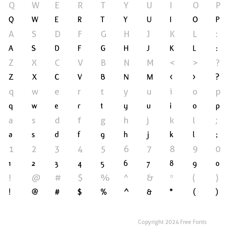 Character Map of Flux Bold