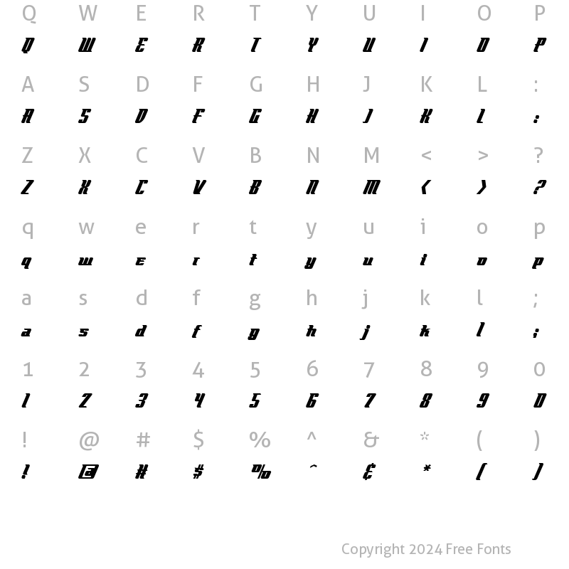 Character Map of Flyboy BB Regular