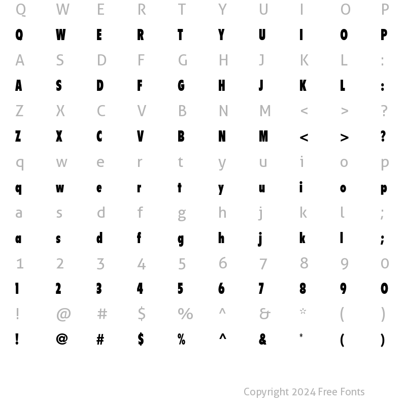 Character Map of Flyer Extra Black Condensed Regular