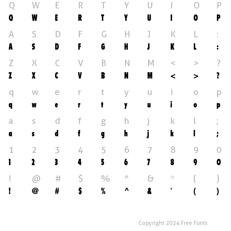 Character Map of Flyer LT Std Extra Black Condensed