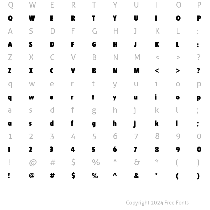 Character Map of FlyerEF Condensed Bold