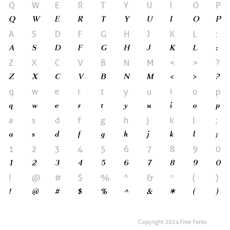 Character Map of FlyHigh BoldItalic