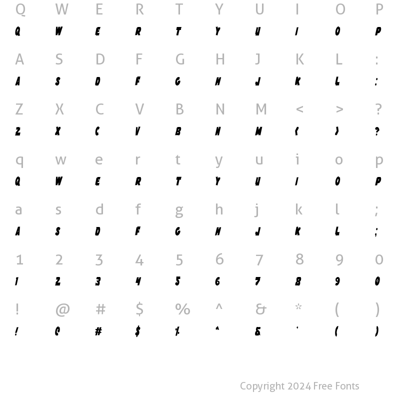 Character Map of Flying Leatherneck Condensed Condensed