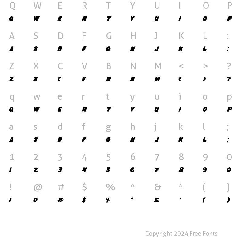 Character Map of Flying Leatherneck Regular