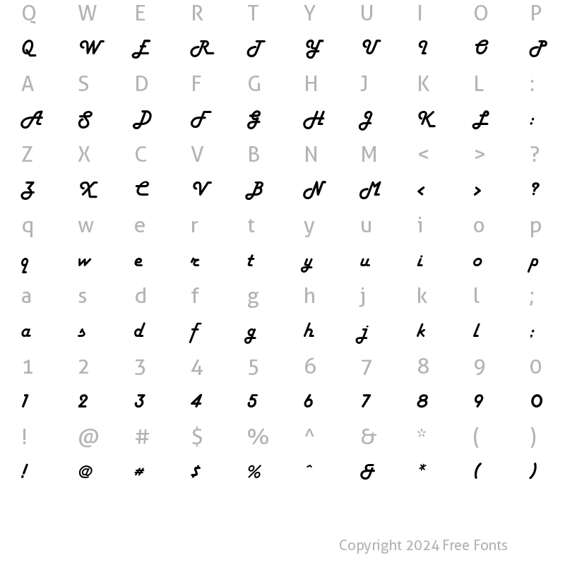 Character Map of Flynn Regular