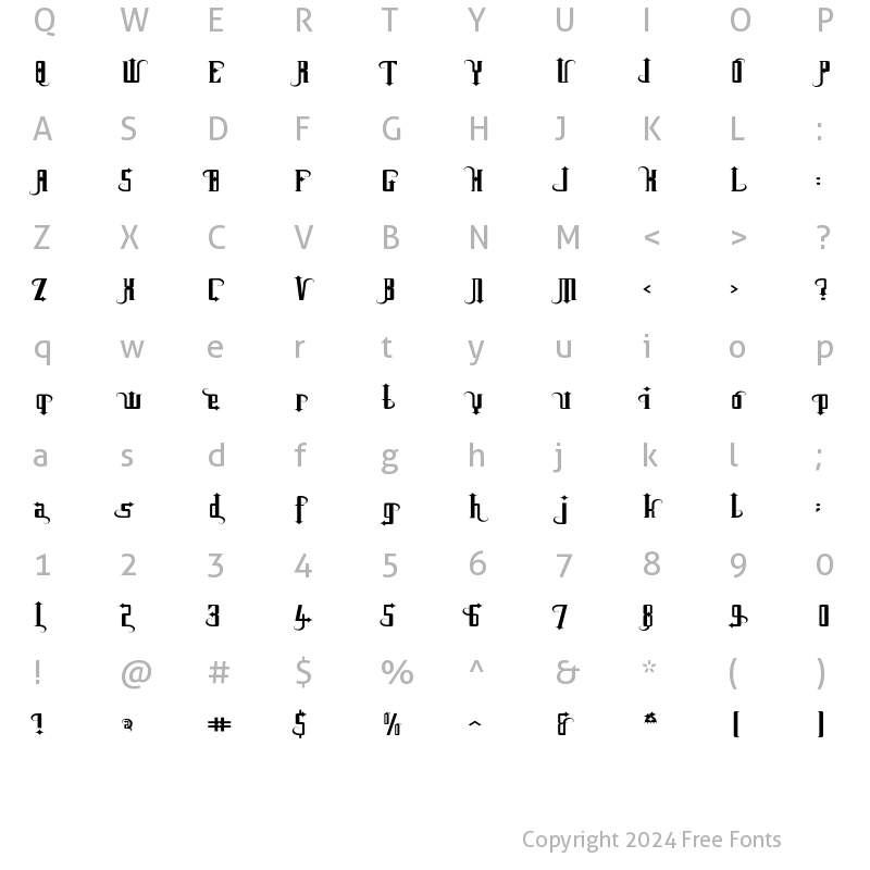 Character Map of Flytrap Brier Regular