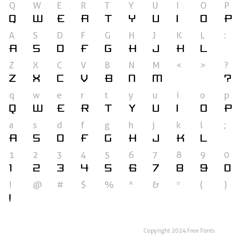 Character Map of FlywheelSquare Medium