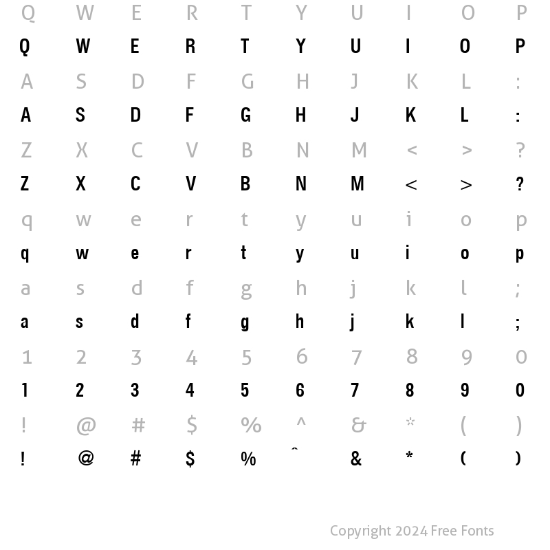 Character Map of FocusCondMedium Regular