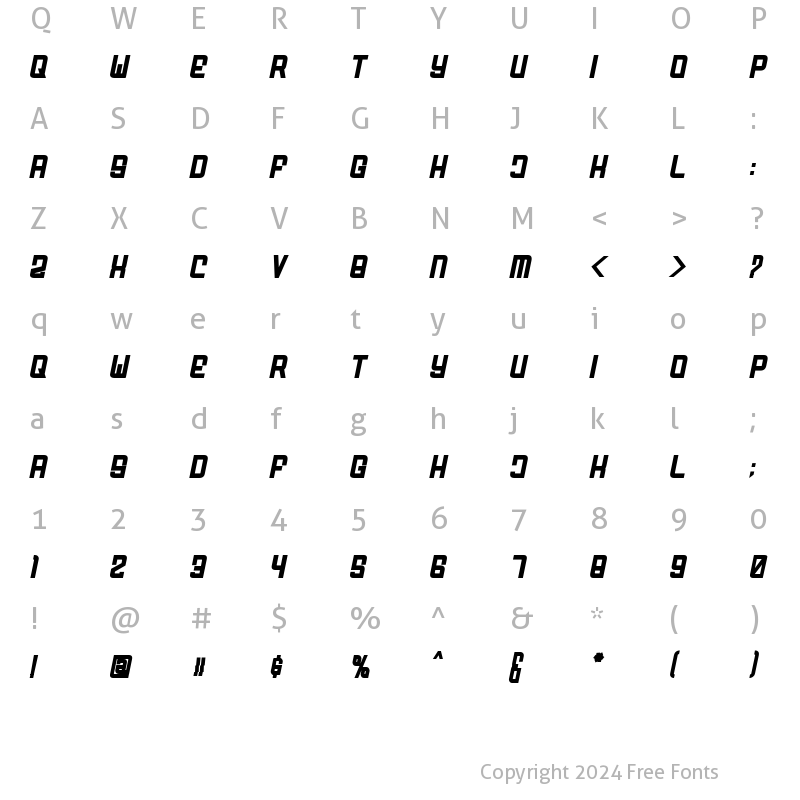 Character Map of FODECUMBERS BOLD ITALIC Bold Italic