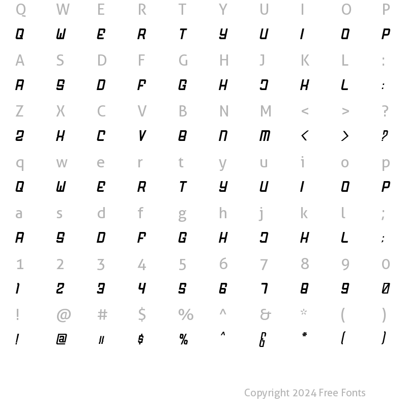 Character Map of FODECUMBERS ITALIC Italic