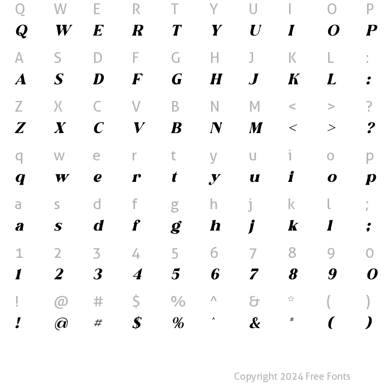 Character Map of Fogsta Italic