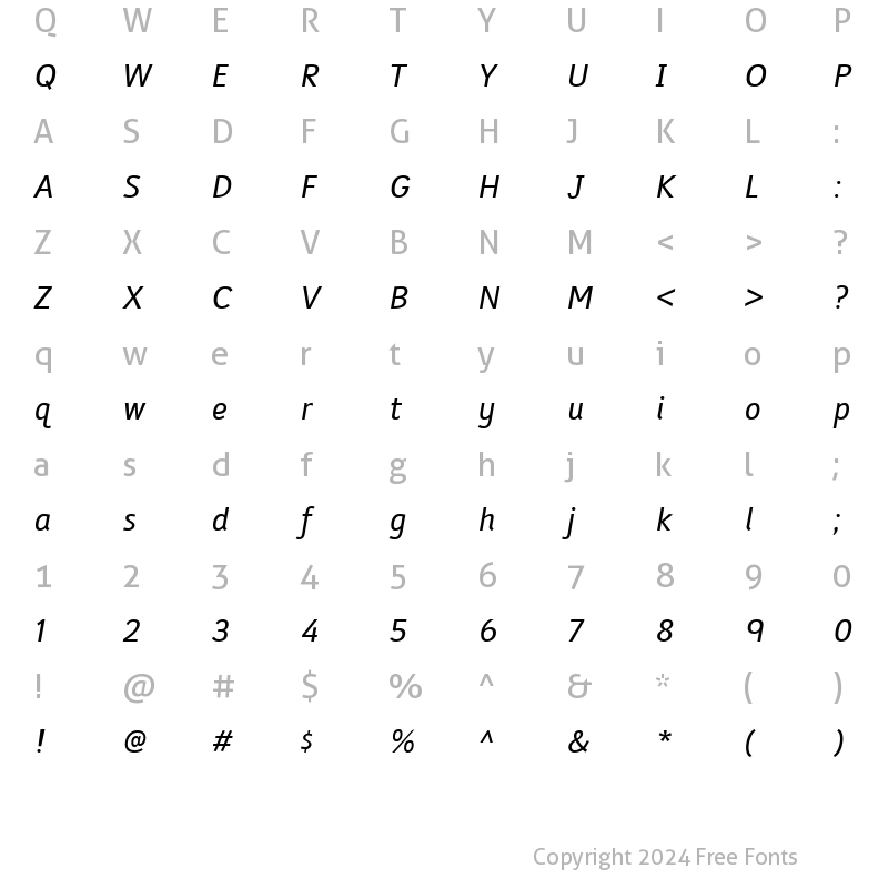 Character Map of Folder Italic