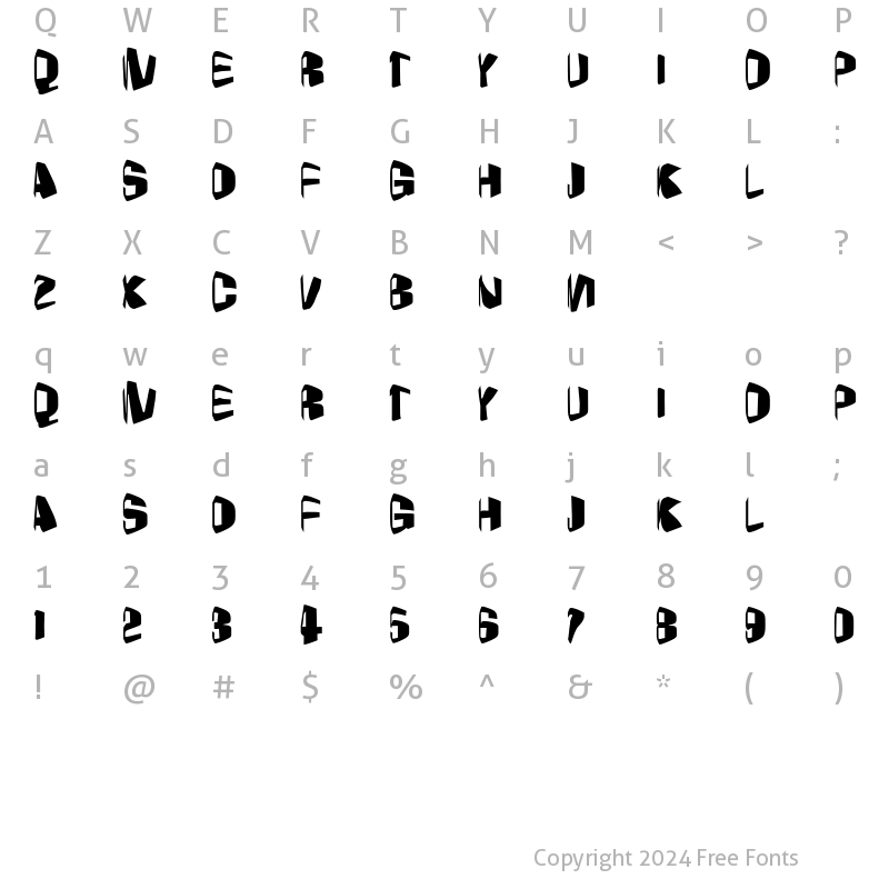 Character Map of Foldz Regular