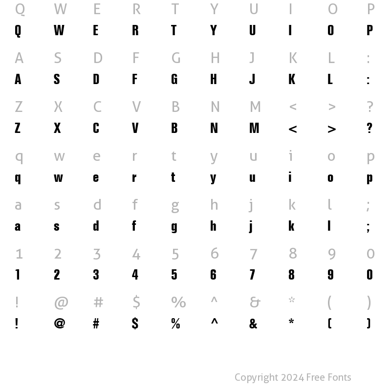 Character Map of Folio-Condensed Bold