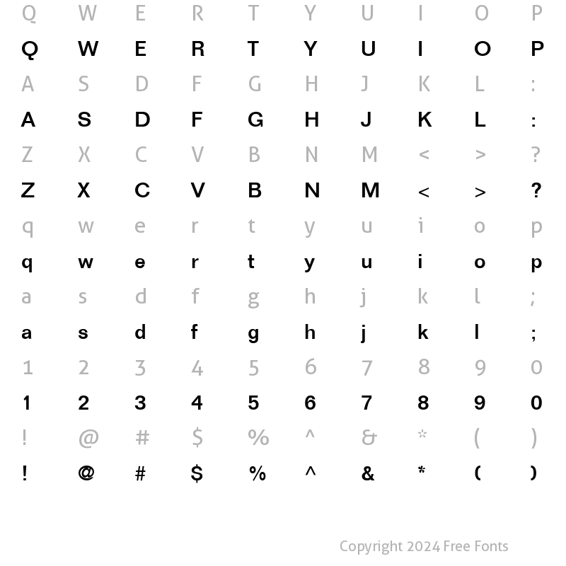 Character Map of Folio LT Medium Regular