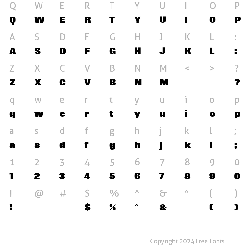 Character Map of Folio MN ExtraBold